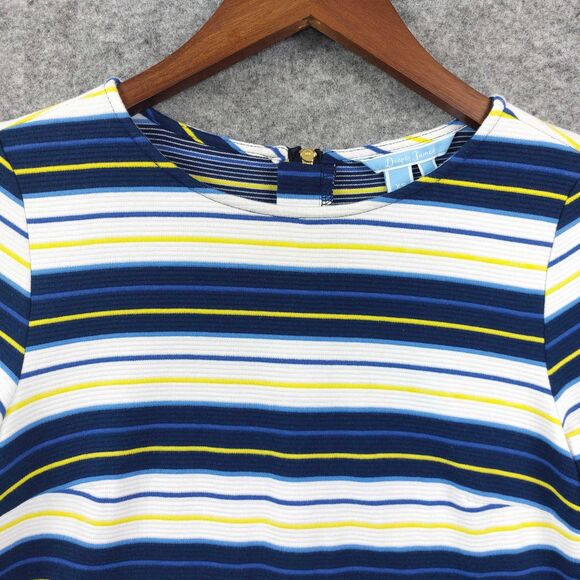 Draper James Dress Sz XS Bell Sleeve Stripe Zipper Casual Fit Flare Mini Career - Picture 3 of 15